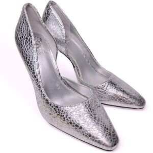 Vince Camuto Faiva Stiletto Pump Women's Metallic Croc Embossed Leather Heel 8.5